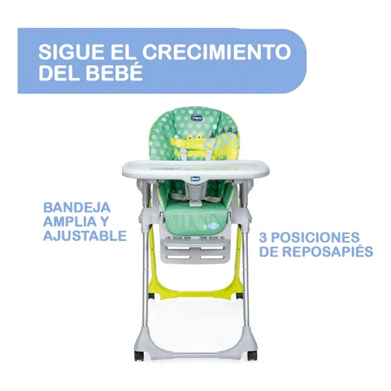Silla De Comer Alta Chicco Polly Easy Cocodrile Alta Verde