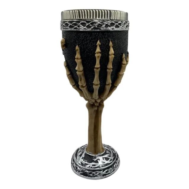 Cálice Taça 3d Caveira Ossos Skull Mão Relevo Copo Aço Inox
