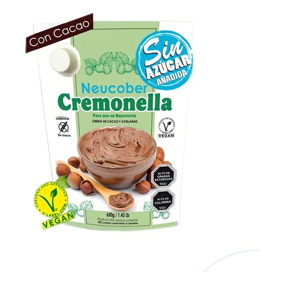 Crema Avellana Y Cacao Cremonella Sin Gluten Vegano Sin Azuc