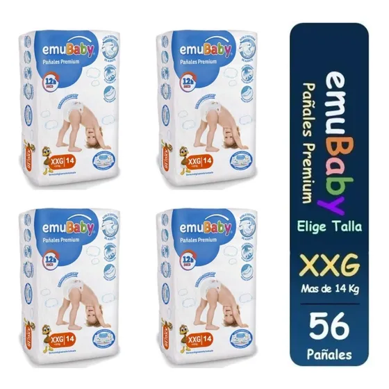 4pack Pañales Emubaby Premium Tallas P M G Xg Xxg Extra Extra Grande (xxg) Sin Género