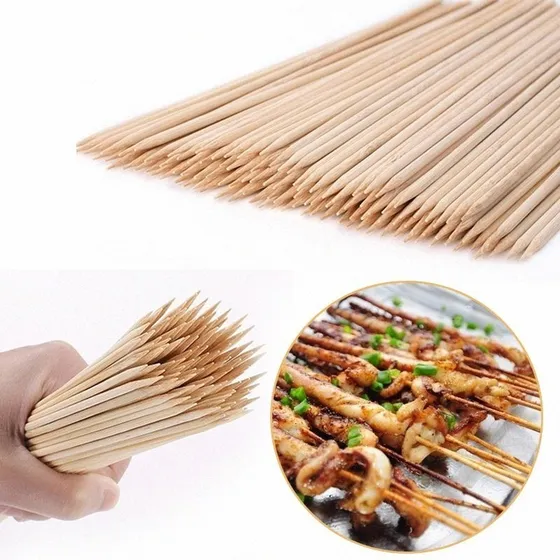 Espetos Bambu Para Churrasco 25cm C/ Ponta 50 Palitos