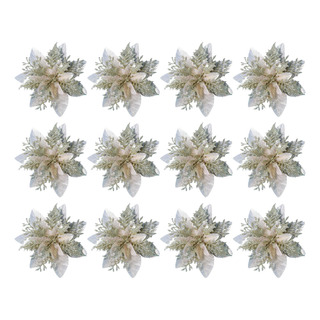 12 Uds. De Flores Artificiales Con Purpurina, Flores 12 Uds. De Flores Artificiales Con Purpurina, Flores