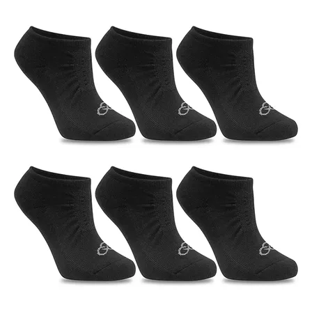Kit 6 Pares Meia Invisível Olympikus Unissex Confortável Preto Liso 39/44