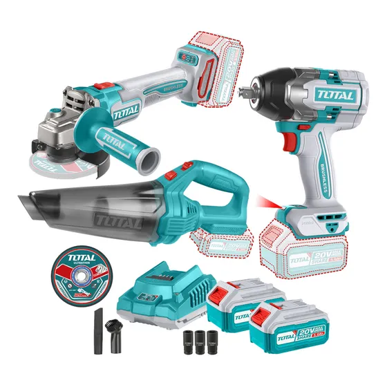 Llave De Impacto 850nm + Aspiradora + Amoladora Total 20v Color Azul petróleo Frecuencia 50/60hz