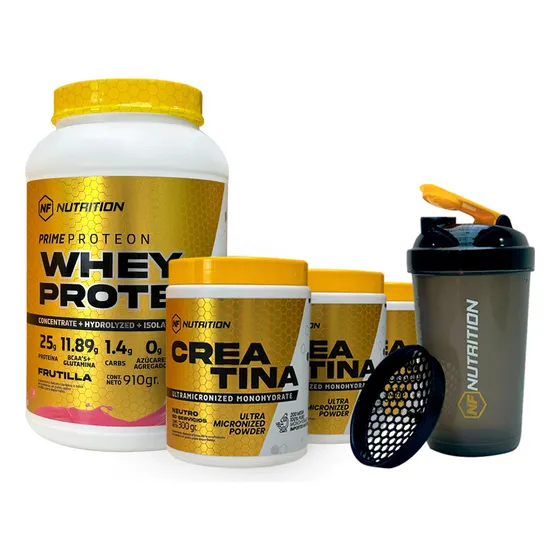 Whey Protein + 3 Creatinas 300g (900g) + Shaker De Regalo