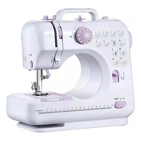 Maquina De Coser 12 Punta Mti Sm-505 Multifuncion Con Pedal Color Blanco