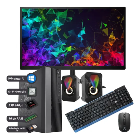Mini Desktop + Monitor 19 Intel Core I3 6a 16gb 480gb Win11