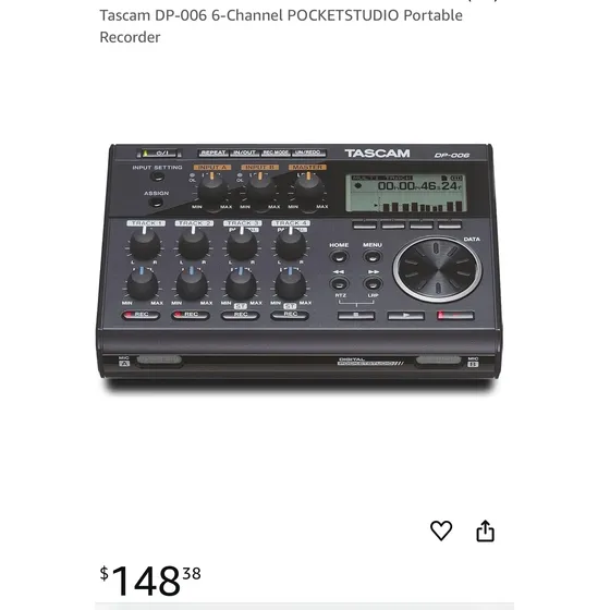 Tascam Dp-006 Porta Estudio Grabador Portátil 6 Canales