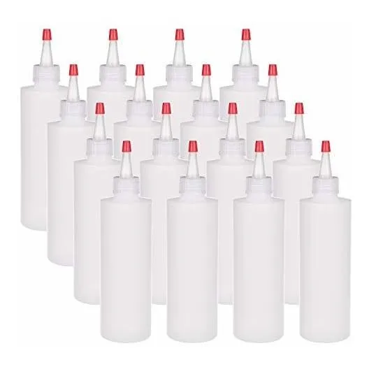 16 Pack 8 Onza Botella Plastico Para Condimento Tapa