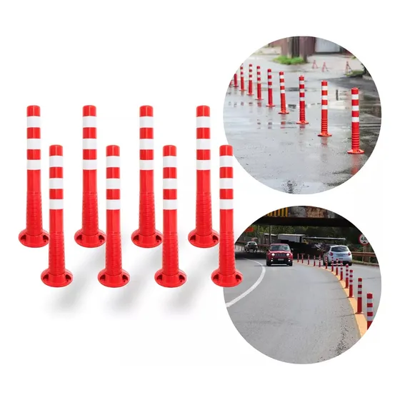 Kit 8 Poste Balizador Flexível 77cm Para Sinalização