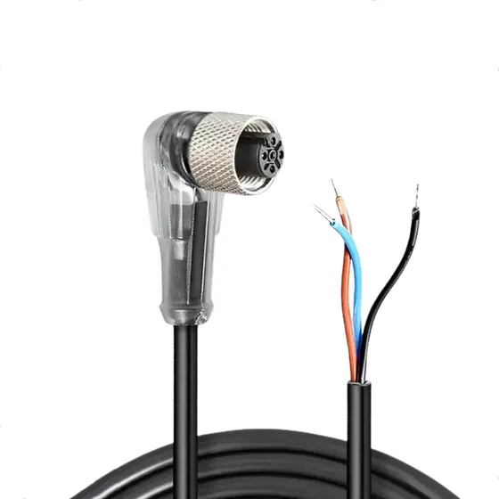 Cabo Conector M12 P/ Sensores C/ Led 90° Pnp 4 Fios 2m