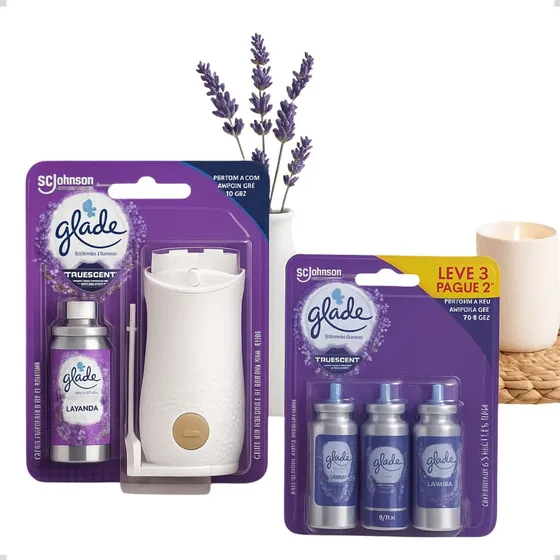 Kit Aparelho Odorizador Glade + 3 Refis De 12ml P/ Troca