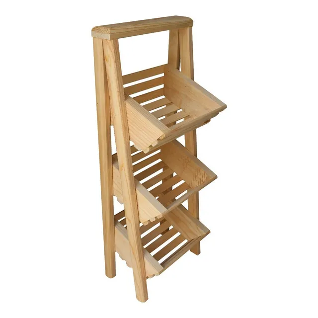 Frutero Organizador Multiusos Decoración Cocina 3 Canastas Madera Estante Mostrador Exhibidor Canasta Para Huevos Huacal