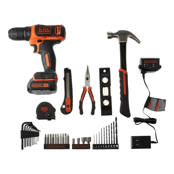 Black+decker Kit Herramienta Para Hogar Taladro 12 V 42