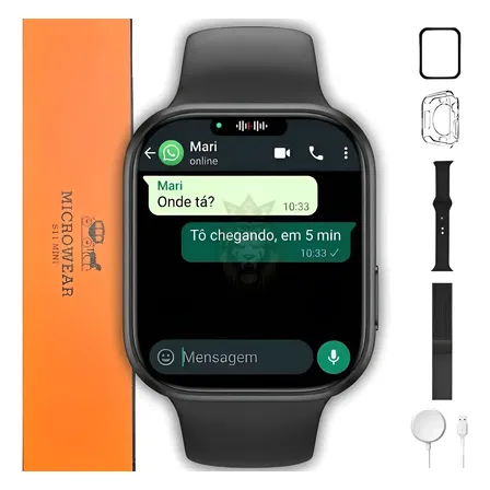 Relógio Smartwatch S11 Mini Serie 11 Whatsapp Gps Nfc 2026 Preto