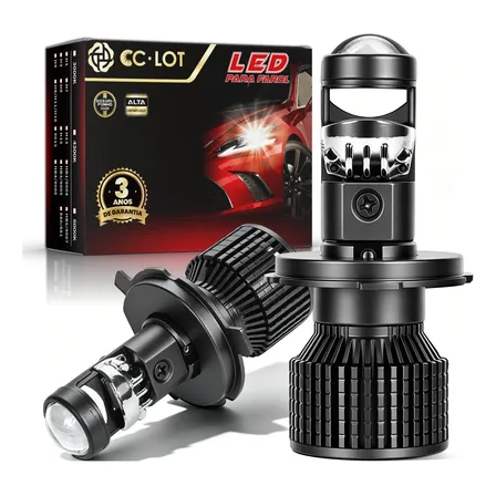 Kit Mini Projetor H4 Cc Lot Lampada Led Super Farol Carro