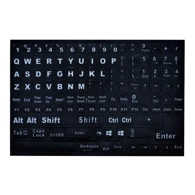 Pegatinas Adhesivas Para Teclado En Ingles, Fondo Negro