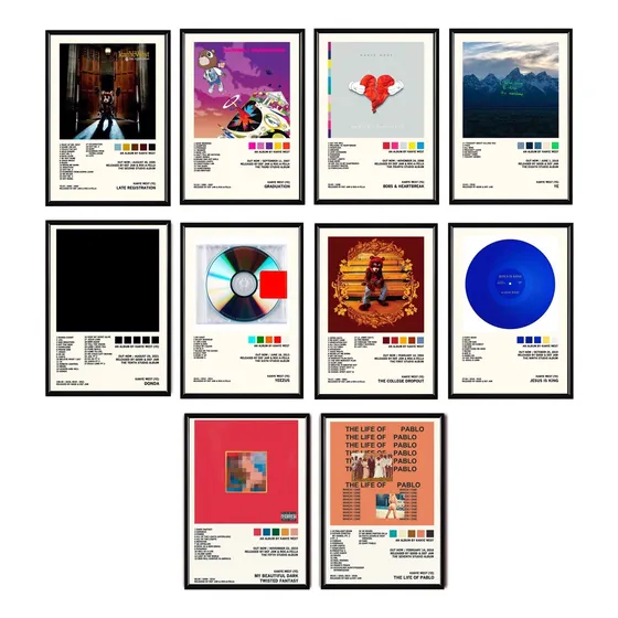  Kanye West Ye Álbum Music Tracklist Cuadro Con Marco Madera