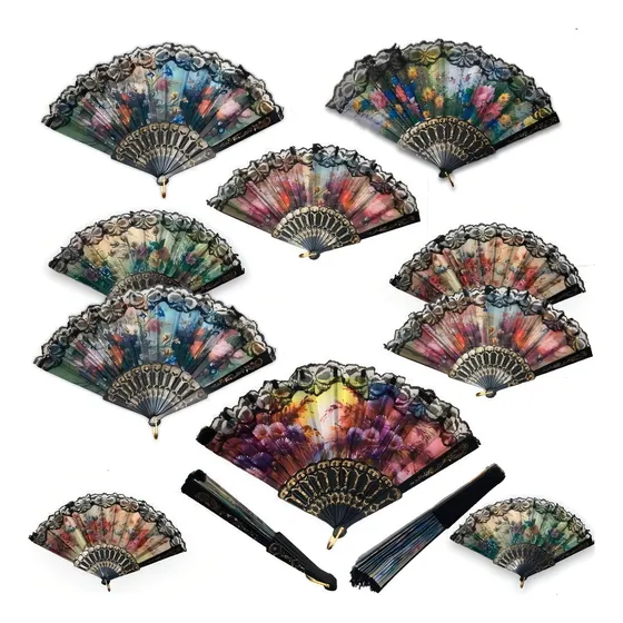 Kit Com 10 Leques Com Varias Estampa Diversas Cor Outro
