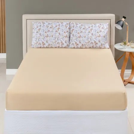 Jogo De Lençol Casal Malha 100% Algodão 03 Peças C/ Elástico