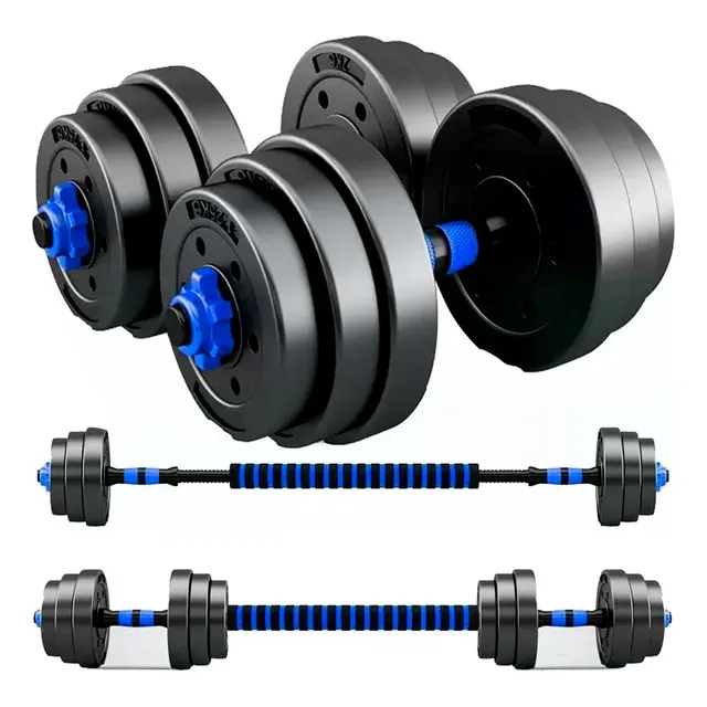 Set 2 Mancuernas + Barra 3en1 + 20kg Disco Pesa Pvc - El Rey