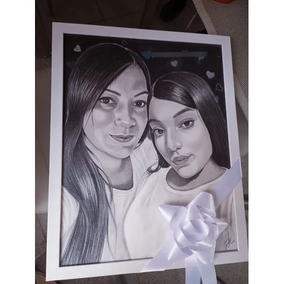 Retrato A Lápiz 35x28 Cm Dibujando Con Andrés