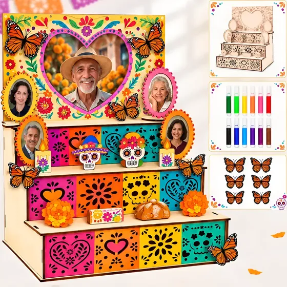 Kit Altar De Muertos Y Halloween Ofrenda Decoración Armable