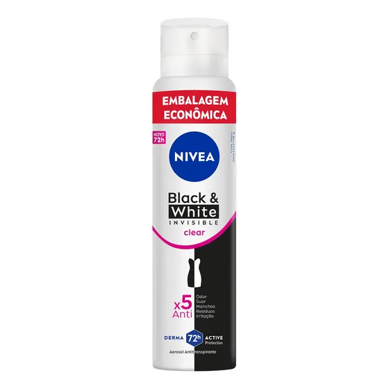 Antitranspirante Em Aerossol 72h Black & White Invisible Clear 200ml Nivea