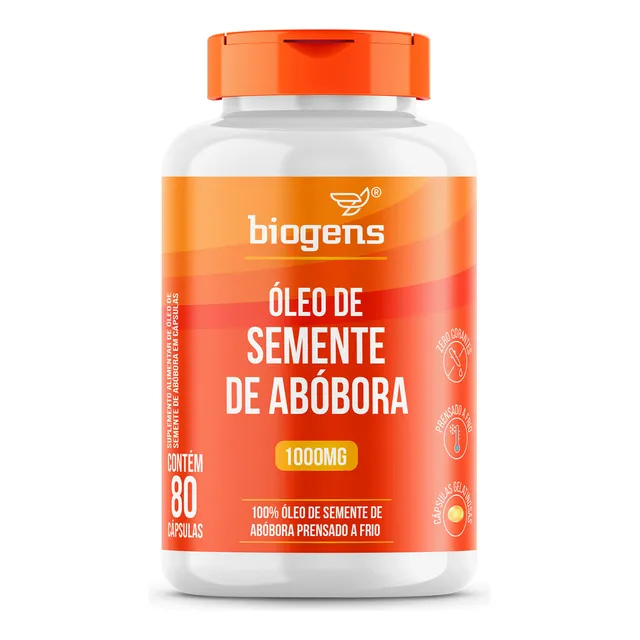 Aceite de semillas de calabaza prensado en frío, 80 cápsulas, 1000 mg, sabor neutro Biogen