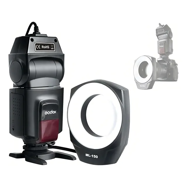 Flash macro circular Canon Nikon Godox Ml-150