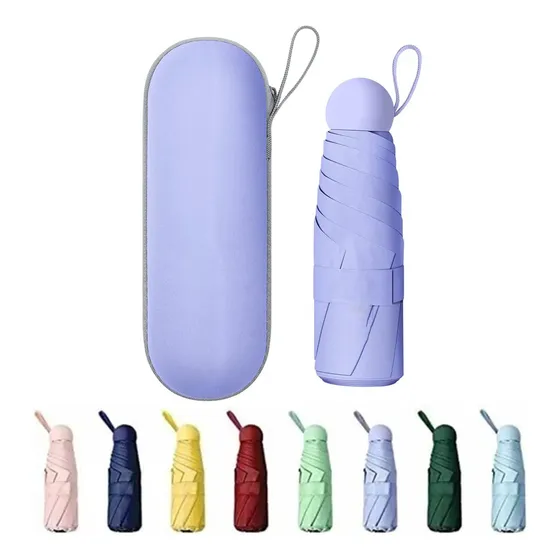 Mini Y Portátil Paraguas Sombrilla Anti Uv Con Cápsula Bolsa