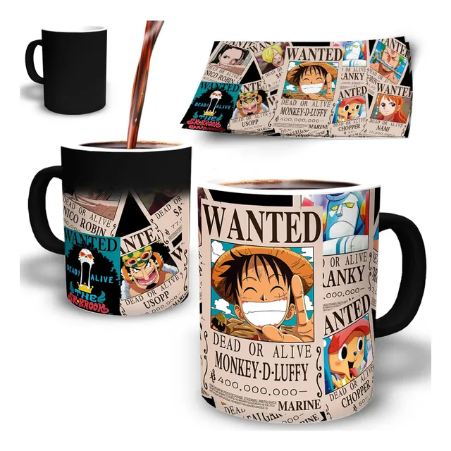 Taza Magica One Piece Carteles Luffy Nami Roronoa Zoro