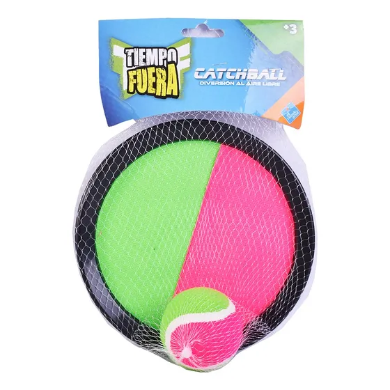 Juego De Playa Lanza Y Atrapa Pelota Con Abrojo Catch Ball Color Multicolor