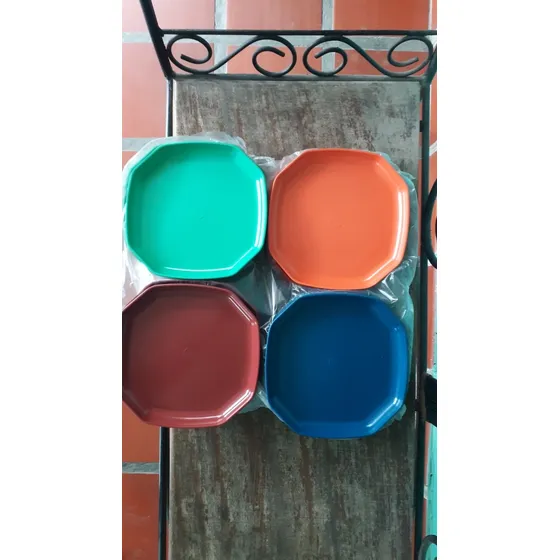 Plato Plástico Octogonal Colores Surtidos 