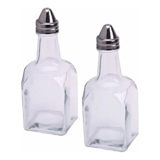 Aceitera  Vinagrera En Vidrio Con Base Inoxidable S Cook New