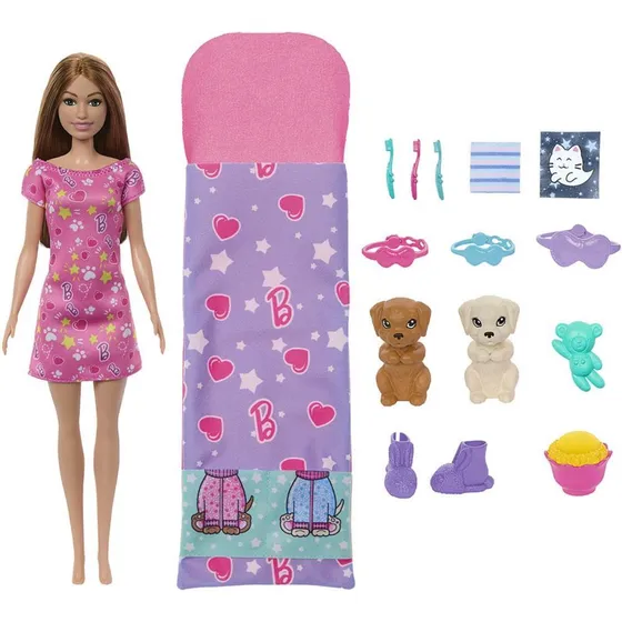 Barbie Family Festa Do Pijama Com Cachorrinh