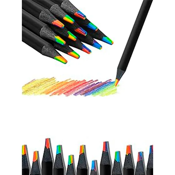 12 Lápices De Colores Arcoiris Multicolor Intensos Escolar