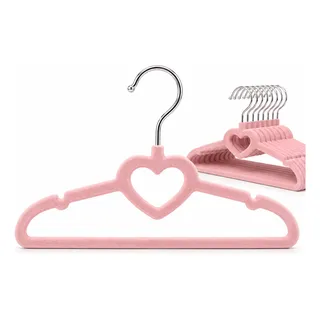 Kit 25 Cabides Infantil Veludo Slim Antideslizante Fino Rosa