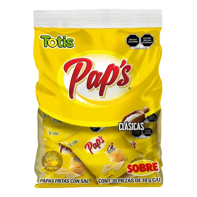 Totis Papas Fritas Clásicas Sal Sobre Cont. 20 Pz De 18g