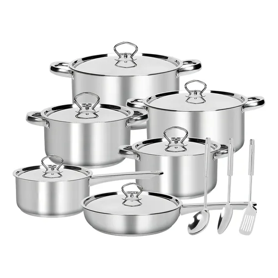 Bateria Cocina Cacerolas 15 Piezas Juego De Ollas Acero Inox Color Plateado