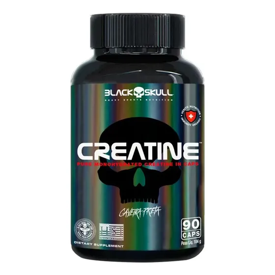 Creatina 90 Cápsulas Pote 30 Doses - Black Skull Sabor Sem Sabor