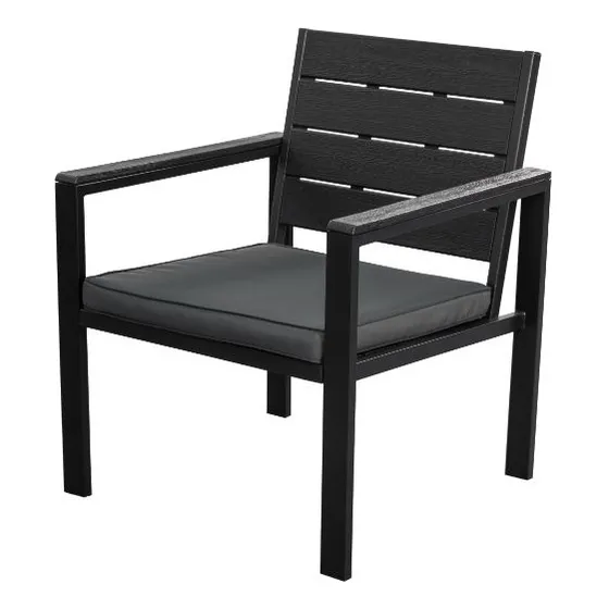 Comedor De Exterior Turin, Negro Y Gris, Con Dos Sillas Diseño de la tela de las sillas RATTÁN SINTÉTICO