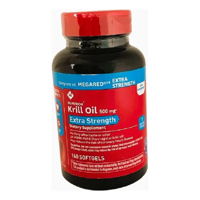 Krill Oil  500mg Extra Strength  160softgels Members Mark Sin Sabor