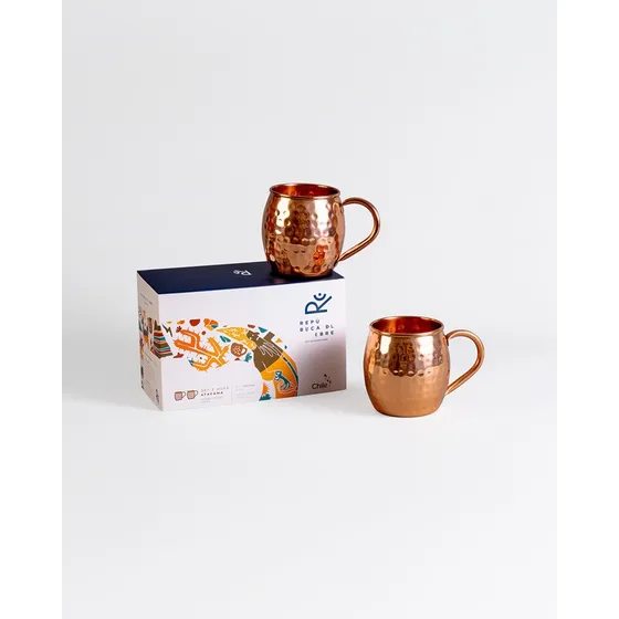 Set 2 Mug Martillado 100% Cobre - República Del Cobre