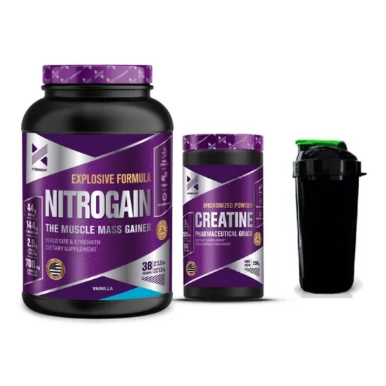 Combo Xtrenght Volumen - Nitrogain Creatina Proteina Shaker
