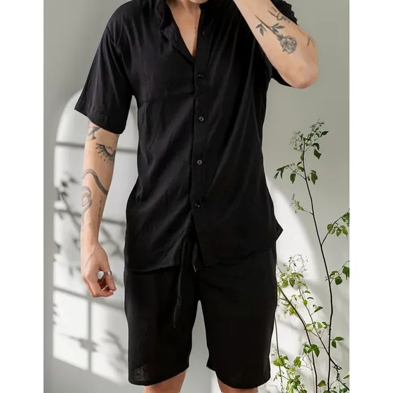 Conjunto De Lino Camisa + Bermuda Hombre