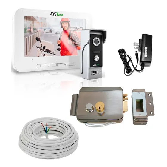 Kit Video Portero Interfon Chapa Electrica Con Boton Cable