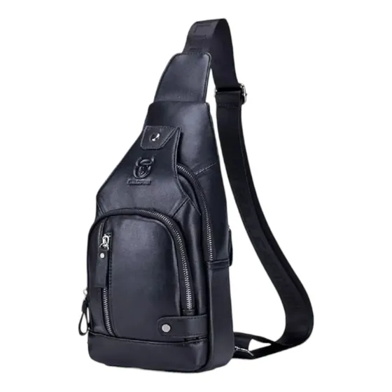 Bolso De Cuero Genuino Para Hombre Bandolera Cruzada Morral