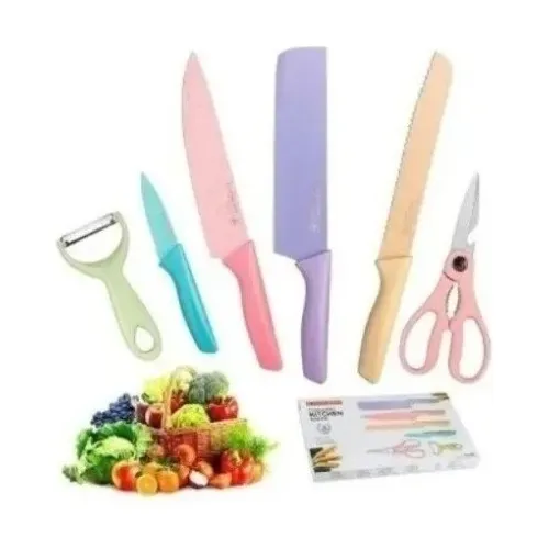 Set  6 Cuchillos Profesional Cocina Colores