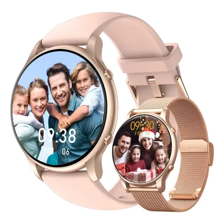 Relógio Inteligente Mulher Smartwatch Esportivo Redondo Rosa Rosa
